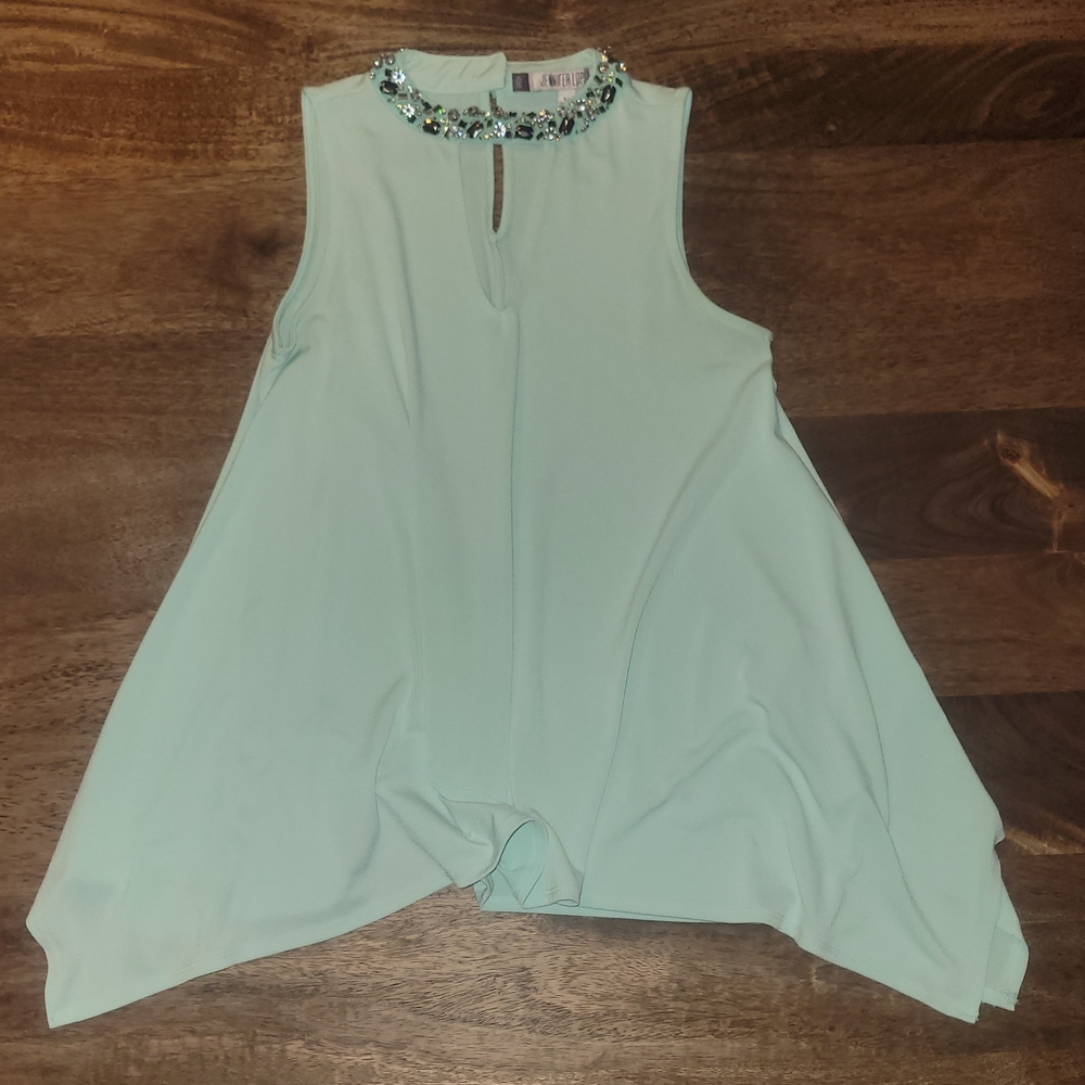 Jennifer Lopez Mint Green Embellished Blouse